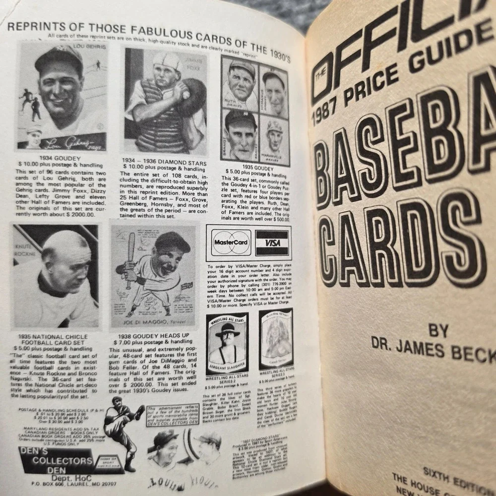 Official 1987 Baseball Card Price Guide Dr James Beckett House of Collectibles